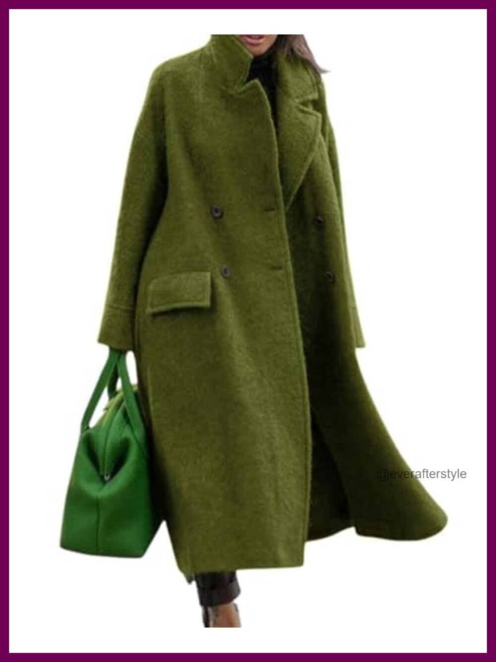 Oversized Wool Blend Trench Coat Long Winter Pea Coat